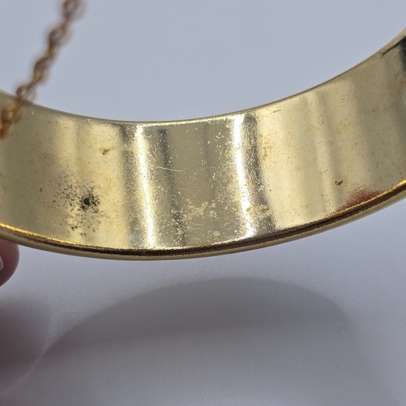 Vintage Womens Mother of Pearl Inlay Bangle‎ Bracelets Lot of 2 Gold Tone Boho - Picture 5 of 9